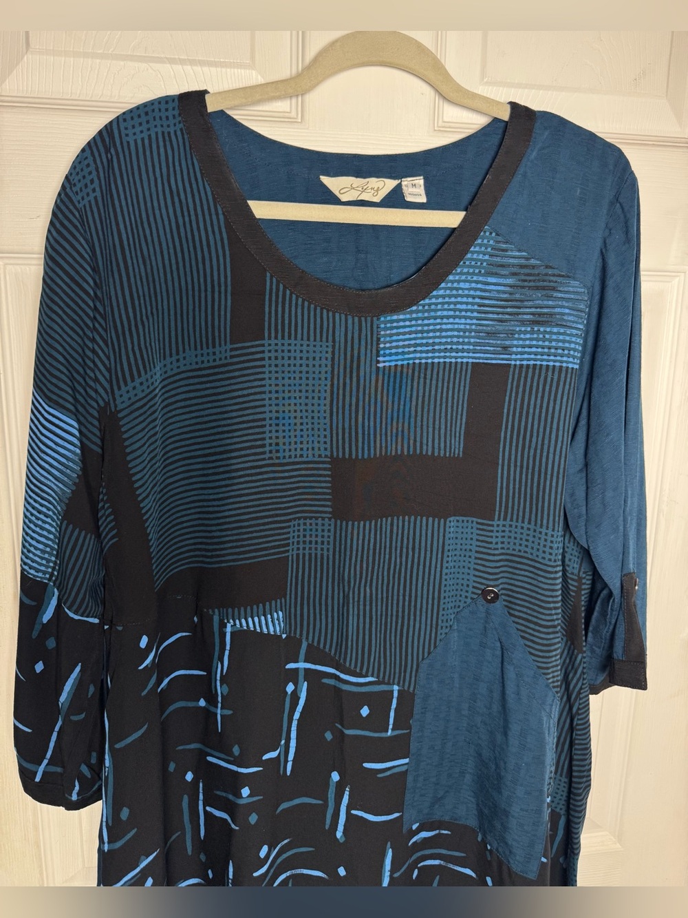 Lyng Designs "Kiana" Pocket Tunic Top Art to Wear Artsy Lagenlook Quirky Boho - Picture 2 of 12